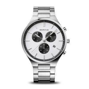 Cronografo da uomo Bering 11743-704 Titanium con quadrante bianco, finitura spazzolata e bracciale in titanio