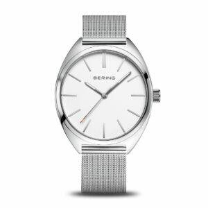 Orologio unisex Bering 127220-40-000 Freedom in acciaio lucido con quadrante bianco e cinturino maglia milanese