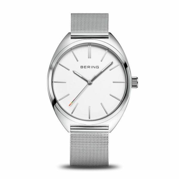 Orologio unisex Bering 127220-40-000 Freedom in acciaio lucido con quadrante bianco e cinturino maglia milanese