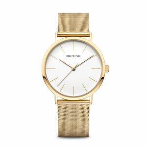 Orologio da donna Bering 13436-334 Classic oro lucido con quadrante bianco e vetro zaffiro curvo