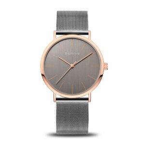 Orologio da donna Bering 13436-369 Classic in oro rosa e grigio con bracciale maglia milanese