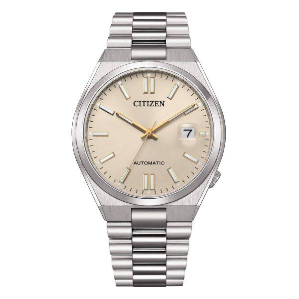 Orologio automatico Citizen NJ0151-88W Tsuyosa con quadrante beige, vetro zaffiro e bracciale integrato