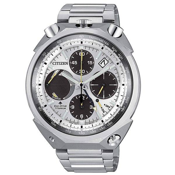 Orologio cronografo Citizen AV0080-88A Bullhead in Super Titanium con quadrante argento sunray