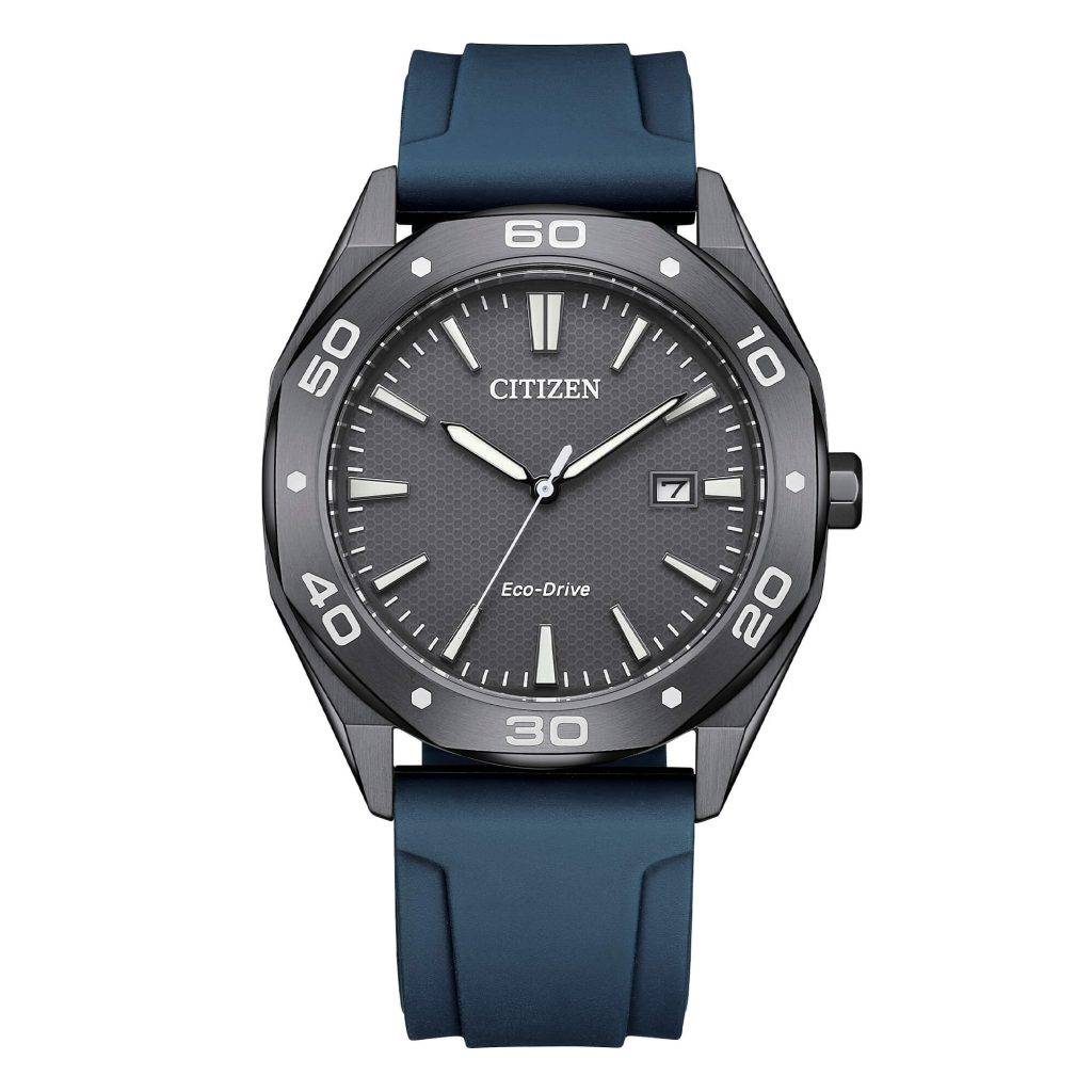 Orologio Citizen BM7638-02H Active Sport Eco-Drive con cassa PVD grigia e cinturino in silicone blu