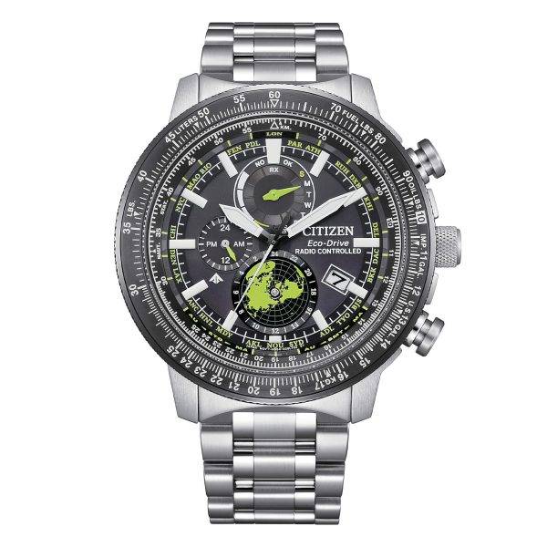 Orologio Citizen BY3006-53E Promaster Geo Trekker radio-controllato con mappa emisfero settentrionale e quadrante nero