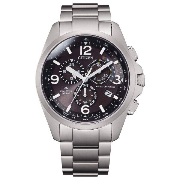 Orologio Citizen CB5920-86E Promaster Sky radio-controllato in acciaio con quadrante nero e vetro zaffiro
