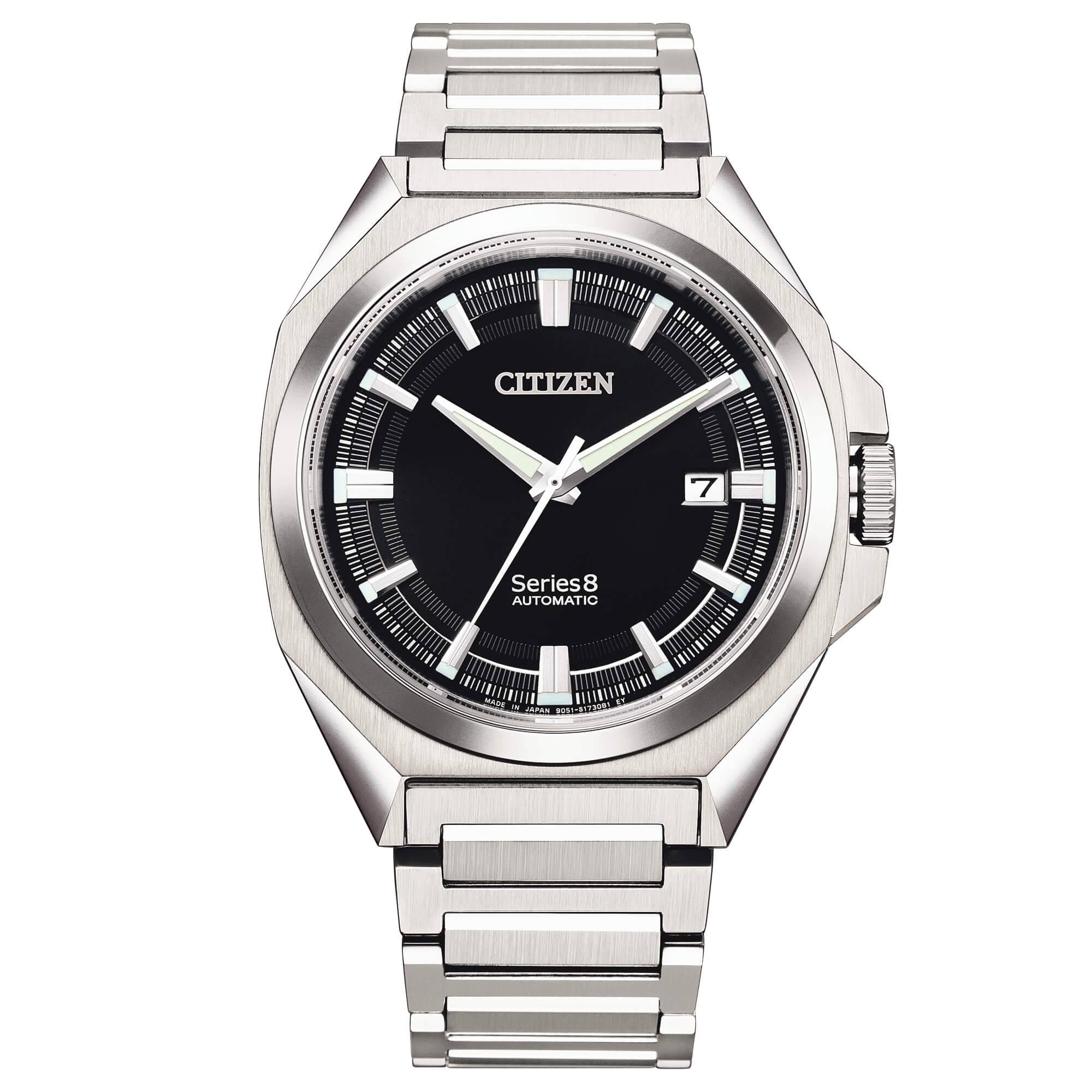 Orologio automatico Citizen NB6010-81E Series 8 con quadrante nero, vetro zaffiro e calibro 9051 antimagnetico