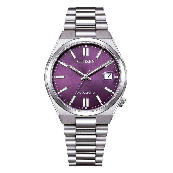 Orologio automatico Citizen NJ0200-50W Tsuyosa con quadrante viola sunray, vetro zaffiro e cassa da 37 mm