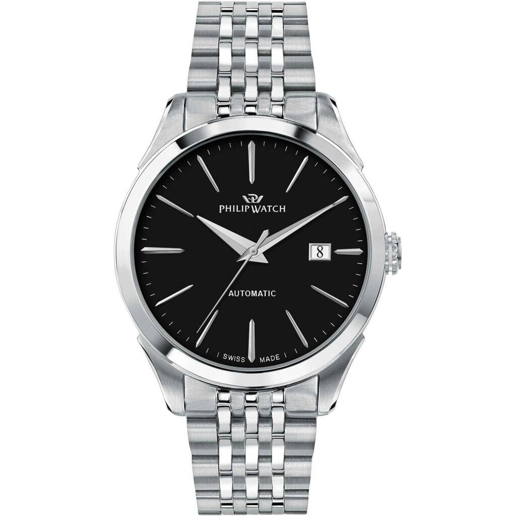 Orologio automatico Philip Watch Roma R8223217001 con quadrante nero e bracciale in acciaio
