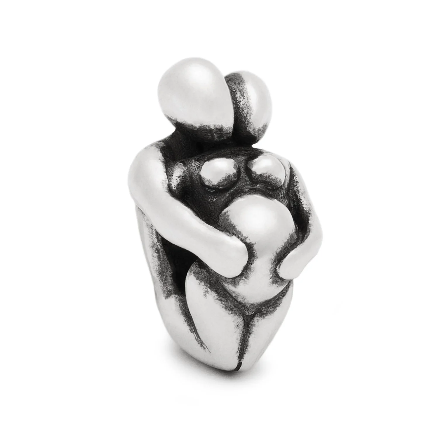 Bead Trollbeads Attesa in argento 925 raffigurante una donna incinta abbracciata dal compagno.