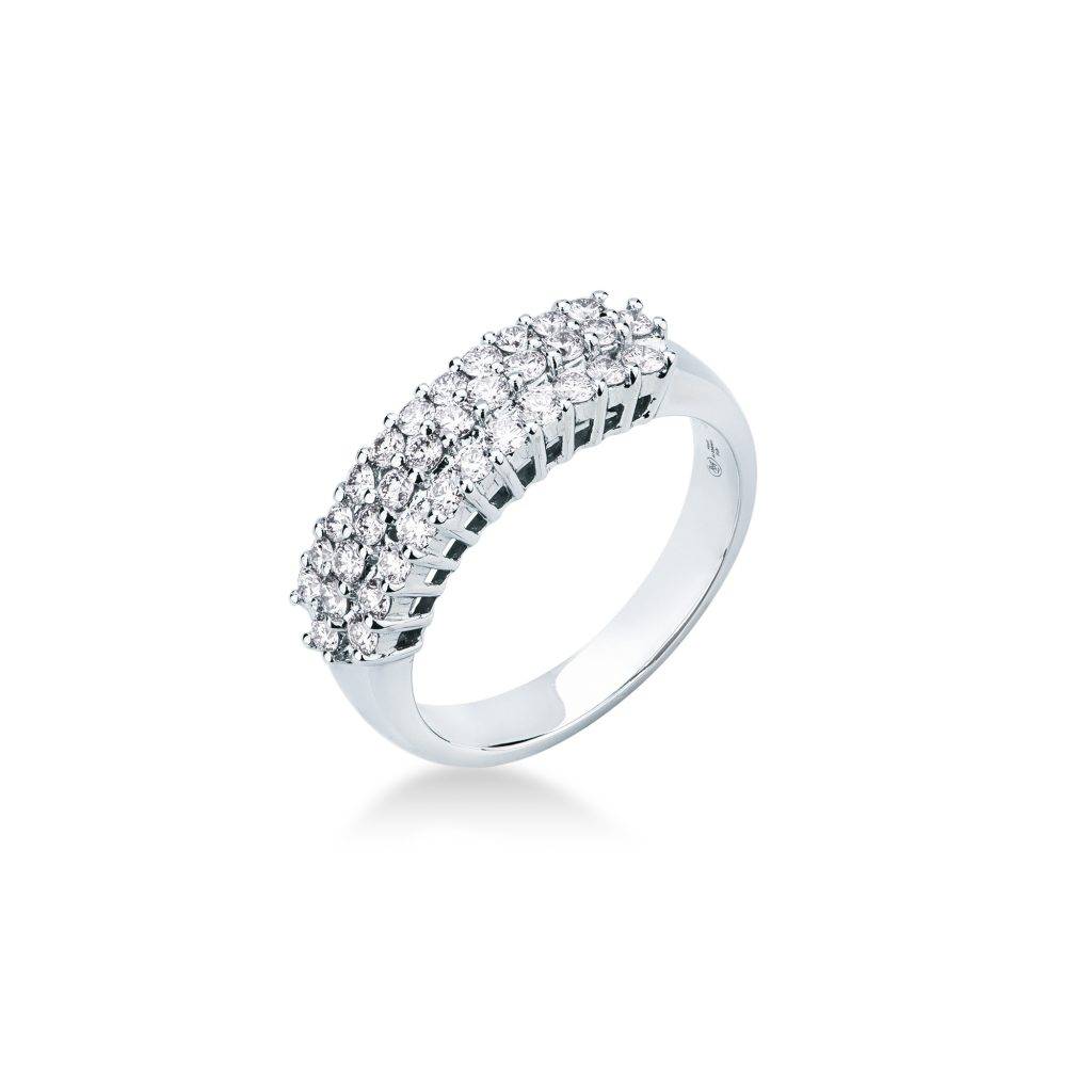 Anello A Fascia Con Diamanti in oro bianco Mirco Visconti