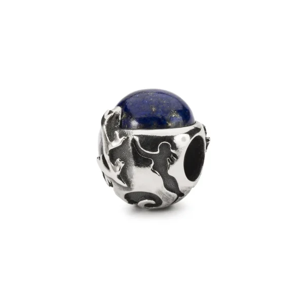 Bead Trollbeads Doni dell'Oceano in argento 925 con pietra di lapislazzuli blu profondo.