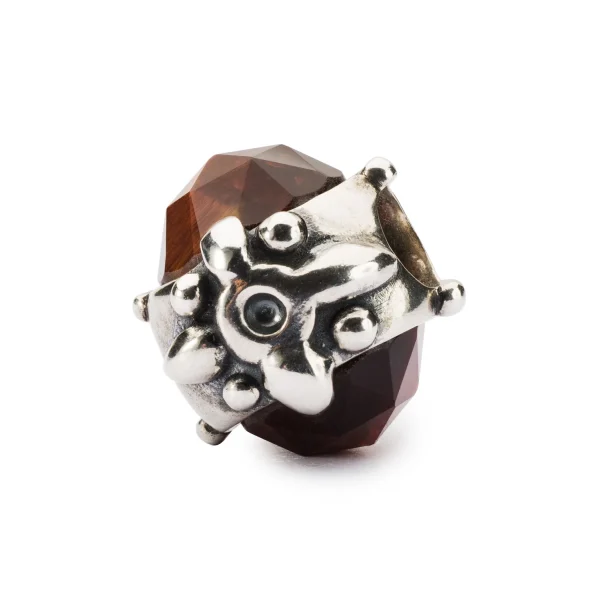 Bead Trollbeads Dono della Perseveranza con Occhio di Tigre sfaccettato e decorazione in argento.
