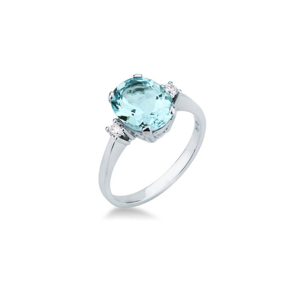 Anello Con Acquamarina E Diamanti in oro bianco Mirco Visconti in oro bianco.