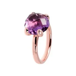 Anello cocktail Bronzallure con ametista naturale taglio tondo