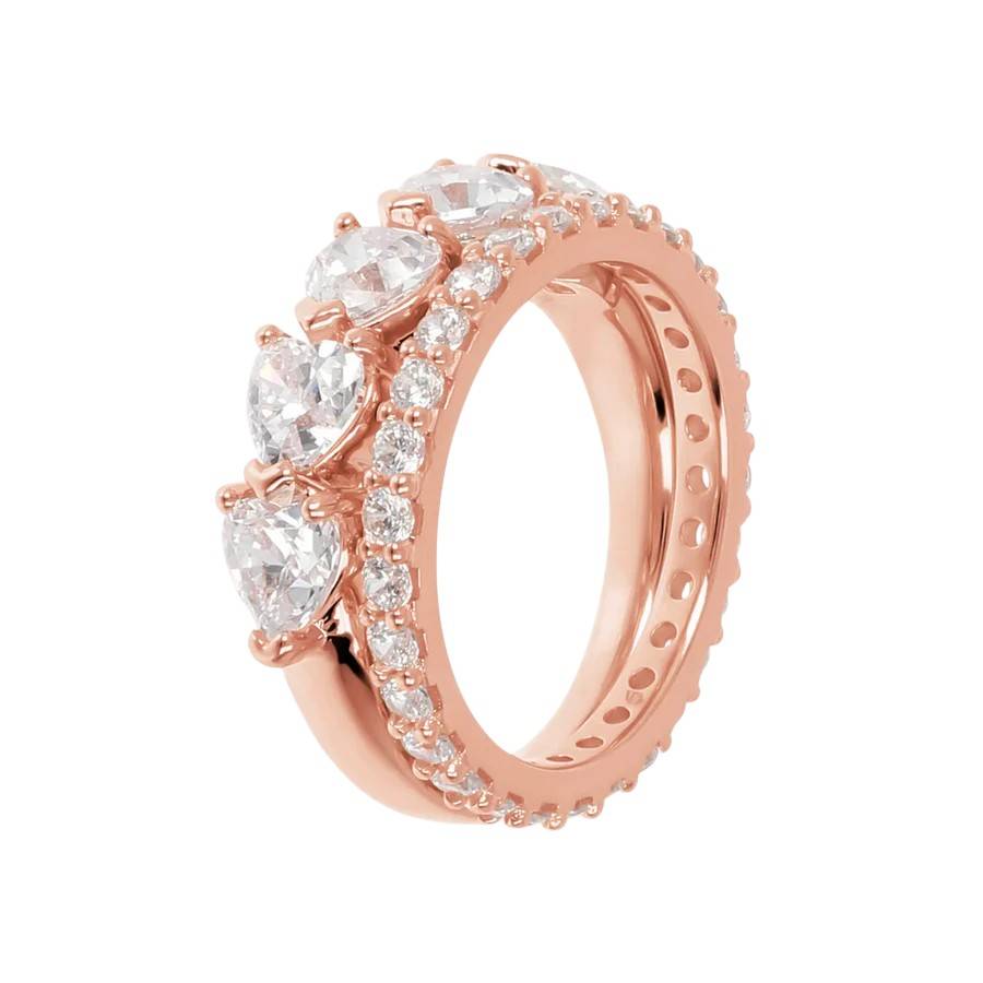 Set di anelli Bronzallure con cubic zirconia bianchi incastonati