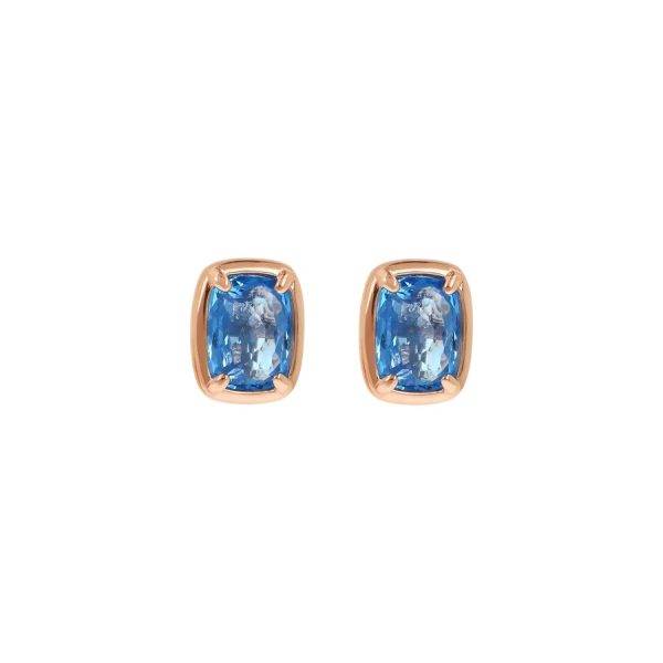 Orecchini Bronzallure con Prisma Gem azzurro a lobo e montatura in lega Golden Rose.