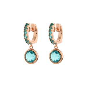 Orecchini Bronzallure con pendente Prisma Gem rotondo verde cerchietto con pavè di pietre luminose.
