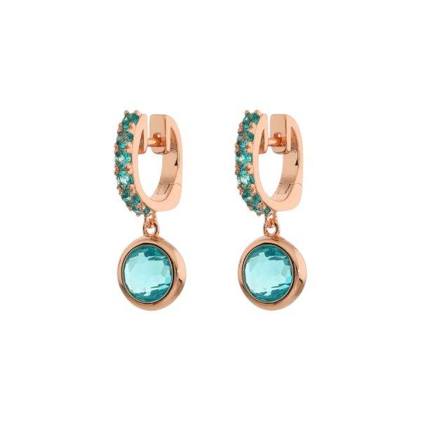 Orecchini Bronzallure con pendente Prisma Gem rotondo verde cerchietto con pavè di pietre luminose.