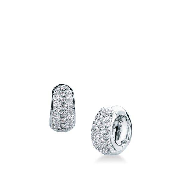Orecchini Mirco Visconti pavè di diamanti naturali taglio brillante in oro bianco.