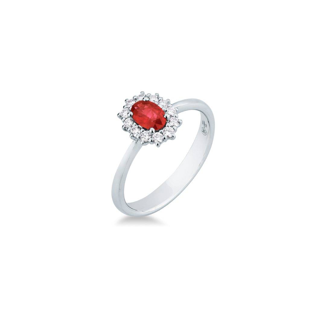 Anello Kate con rubino e diamanti naturali in oro bianco Mirco Visconti
