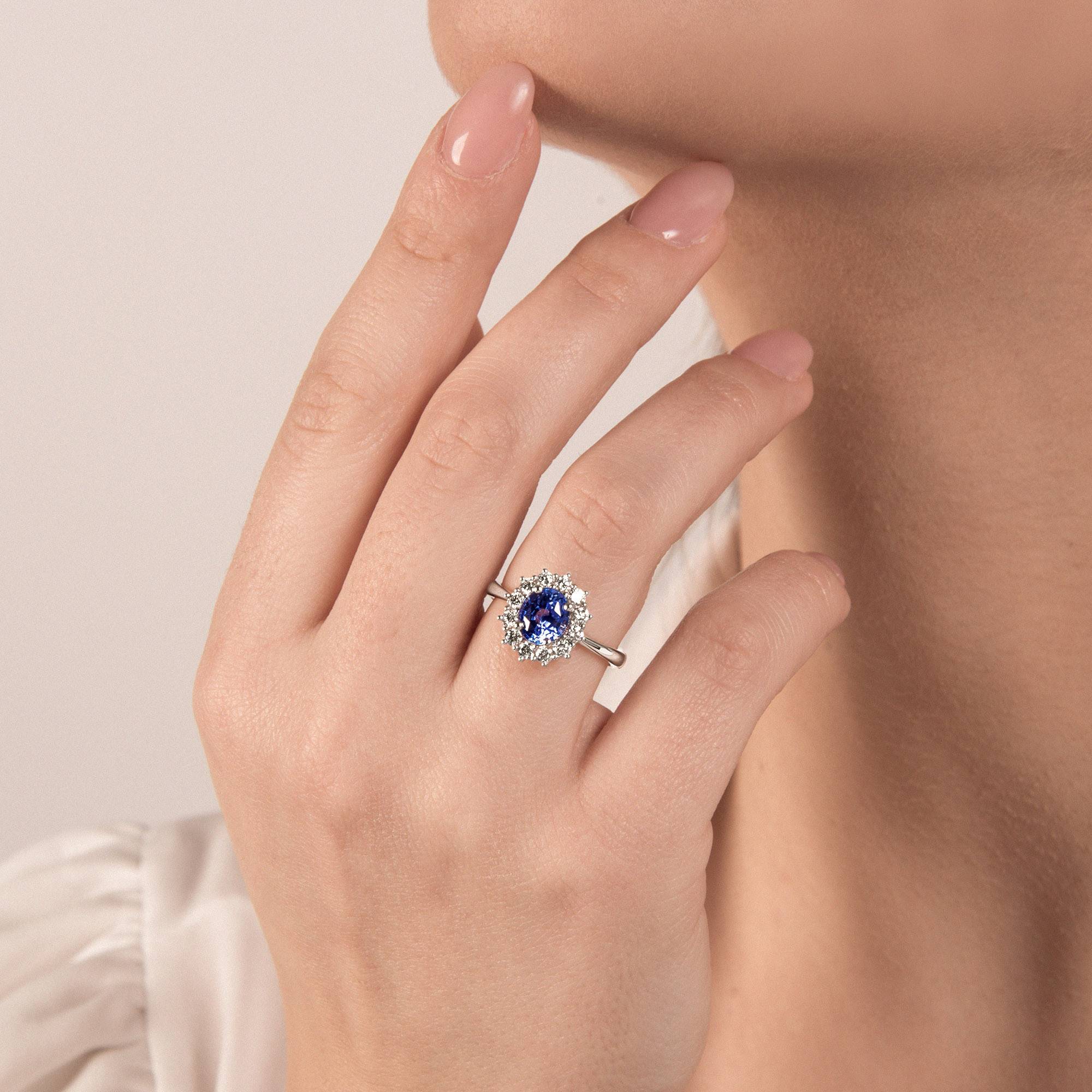 Anello Mirco Visconti in oro bianco con zaffiro e diamanti - immagine 2