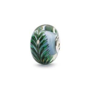 Bead Trollbeads Albero Della Saggezza in vetro di Murano verde e azzurro con anima in argento 925.
