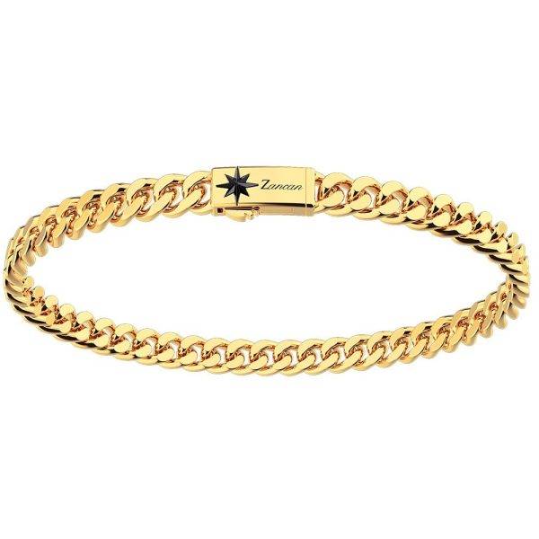 Bracciale Zancan maglia cubana dorato e chiusura di sicurezza con rosa dei venti.