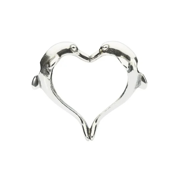 Pendente Trollbeads Cuore di Delfino in argento 925 lucido che forma la sagoma di un cuore.