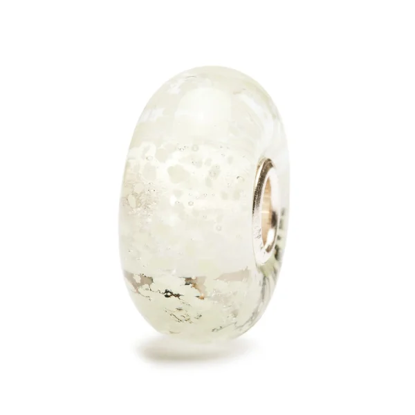 Bead Trollbeads Luce Interiore in vetro di Murano bianco sfaccettato con anima in argento 925.
