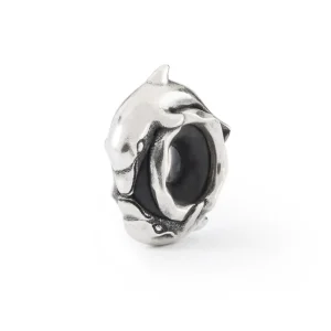 Stop Delfini Spensierati Trollbeads in argento 925 con interno in gomma nera.
