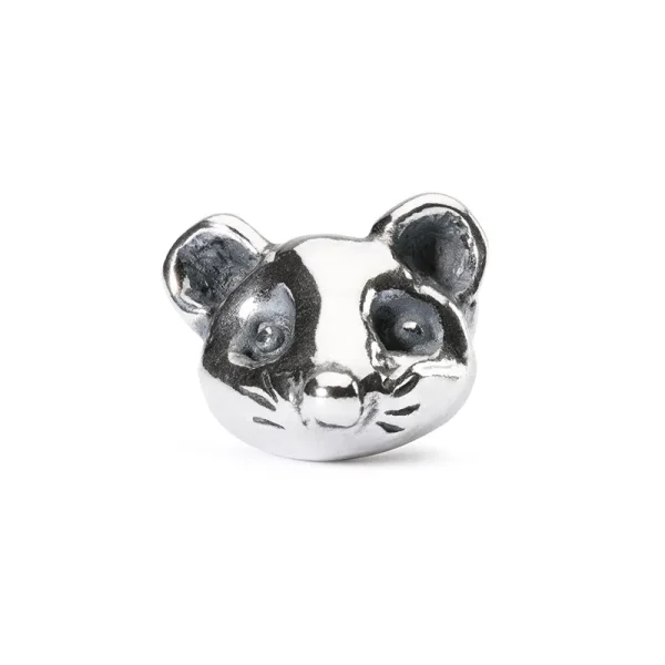 Bead Trollbeads Topolino in argento 925 lucido che ritrae il musetto di un piccolo topo con dettagli bruniti.