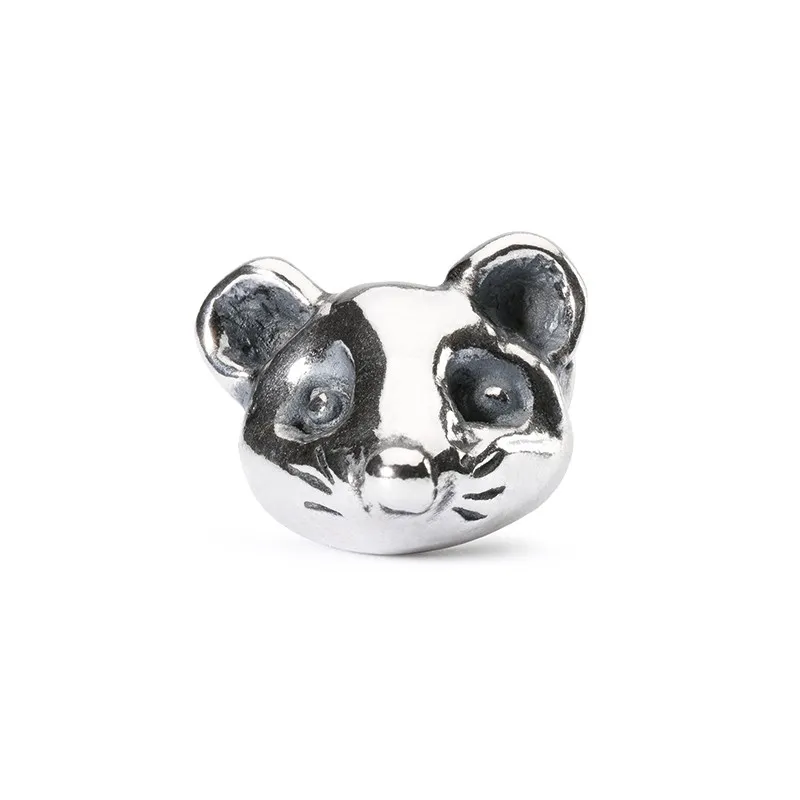 Bead Trollbeads Topolino in argento 925 lucido che ritrae il musetto di un piccolo topo con dettagli bruniti.