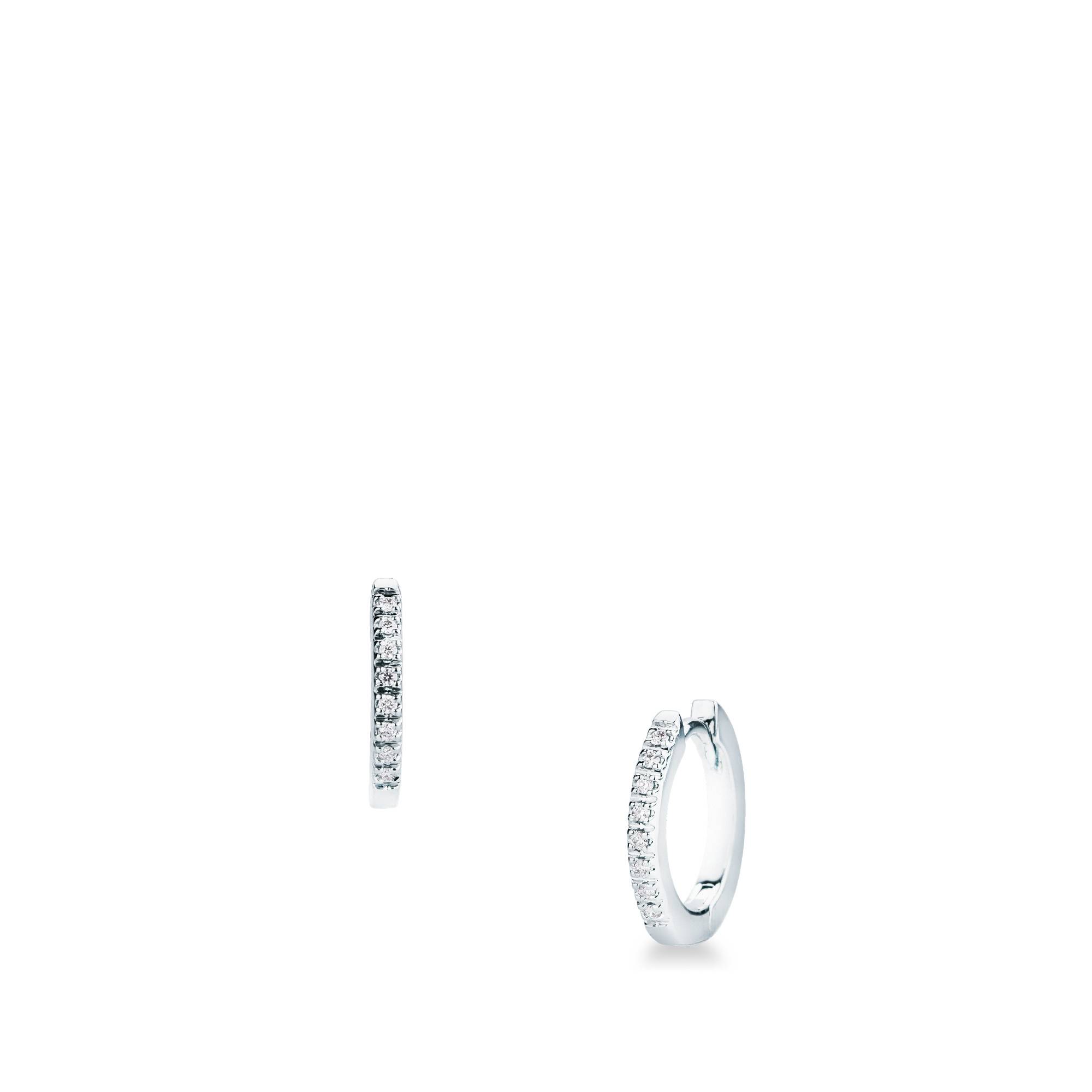 Orecchini cerchio Mirco Visconti con diamanti naturali G VS da 0,06 carati. in oro bianco 18kt.