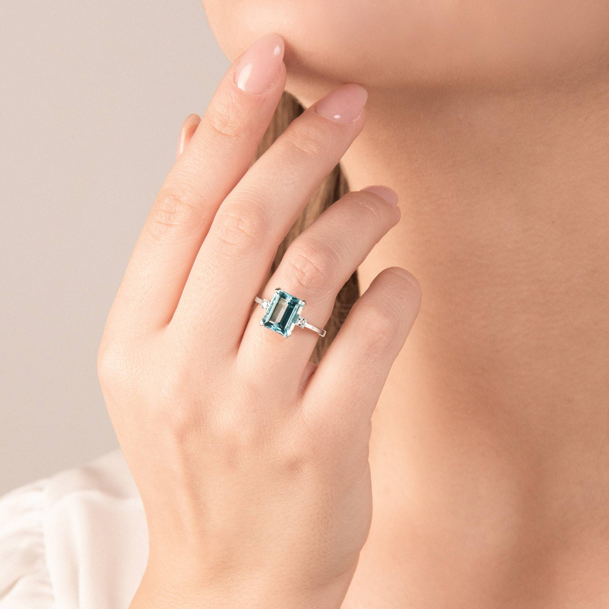 Anello Mirco Visconti in oro bianco con acquamarina e diamanti - immagine 2