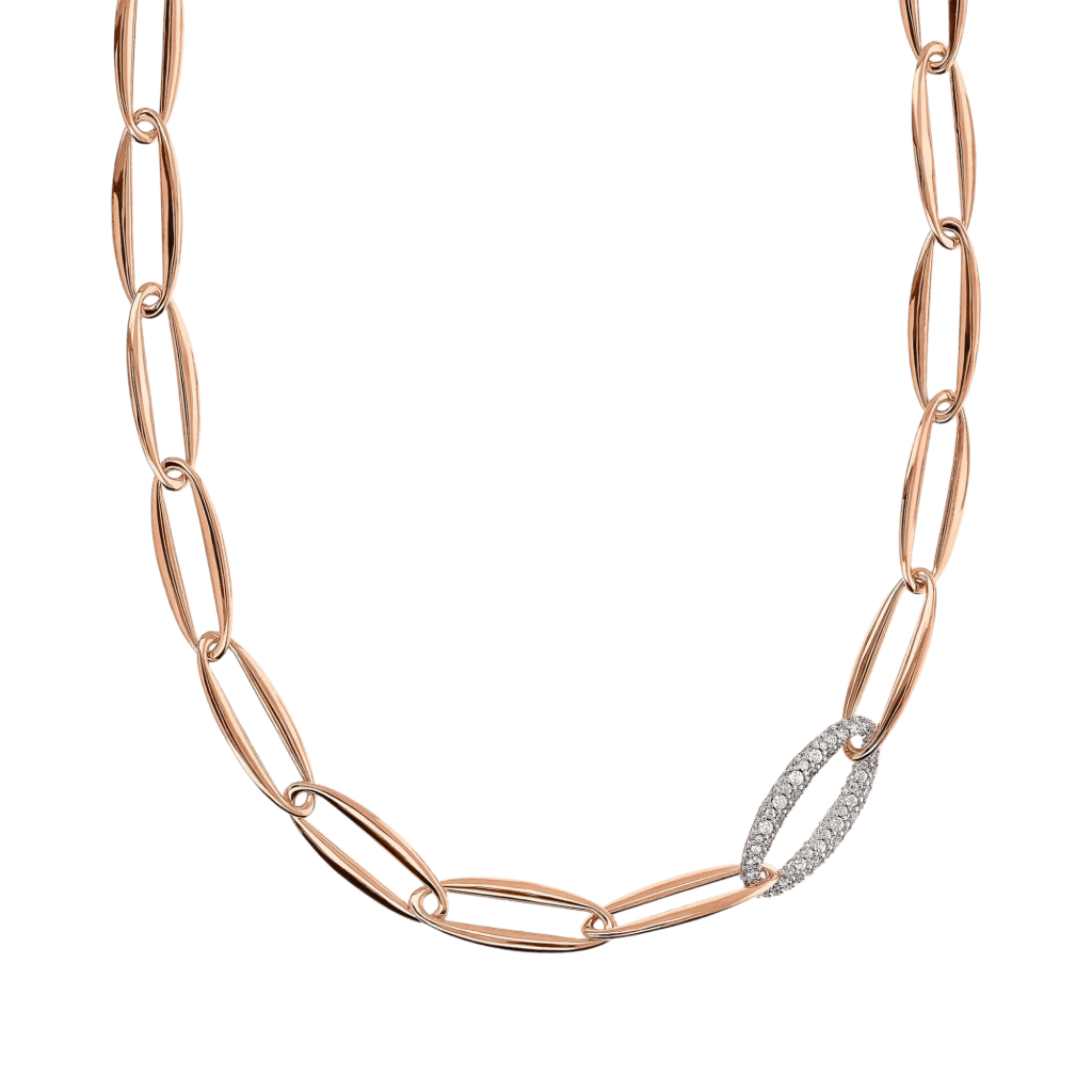 Collana Bronzallure maglia marquise in Golden Rose e dettagli brillanti in Cubic Zirconia.