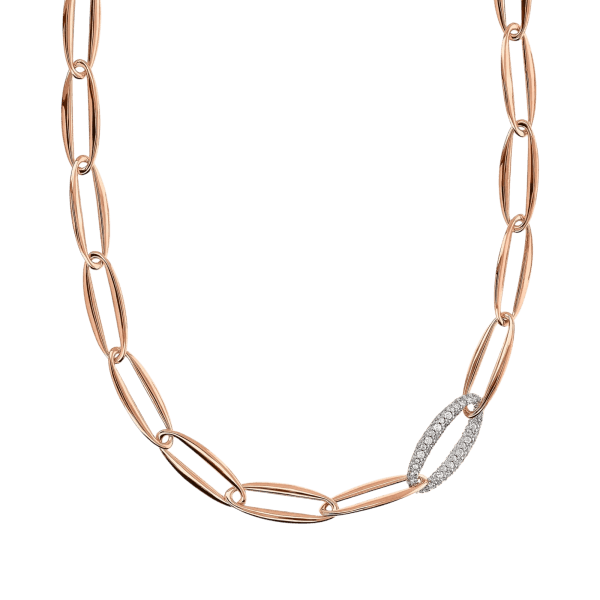 Collana Bronzallure maglia marquise in Golden Rose e dettagli brillanti in Cubic Zirconia.
