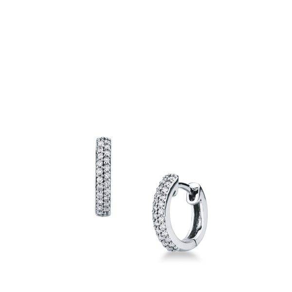 Coppia di orecchini cerchio Mirco Visconti con diamanti naturali taglio brillante incastonati su oro bianco 18kt.