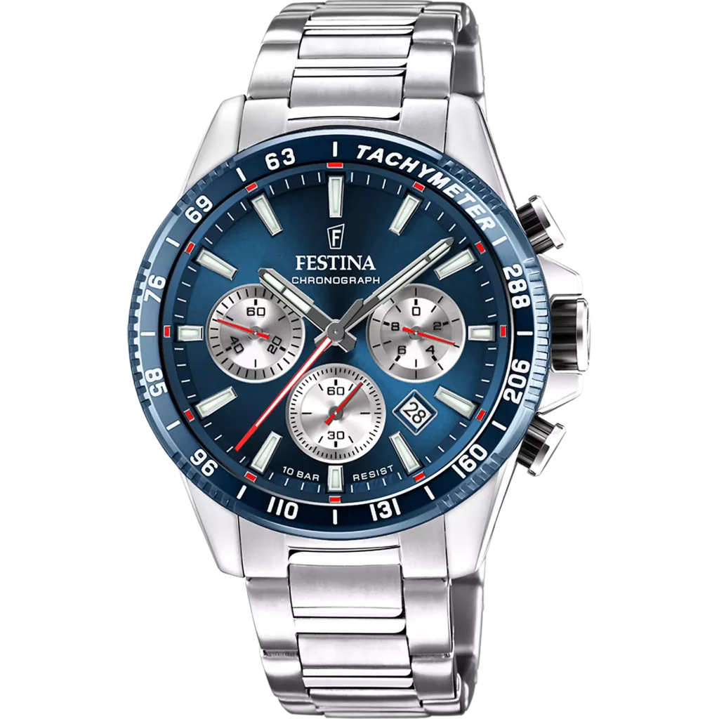 Festina F20560/2 Chronograph orologio uomo acciaio quadrante blu dettagli argento