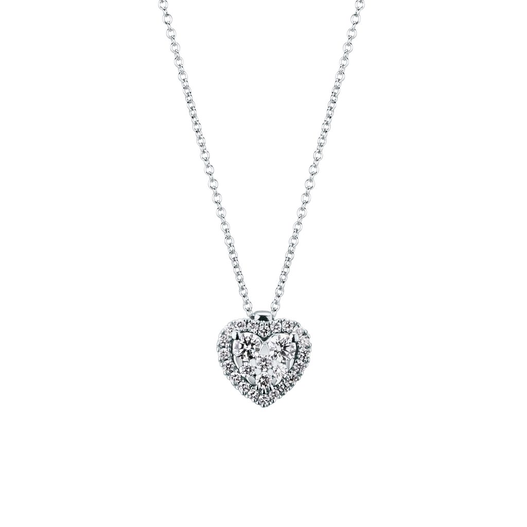 Girocollo a cuore con diamanti naturali taglio brillante Mirco Visconti in oro bianco 18kt.