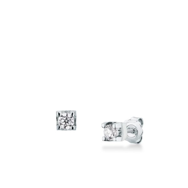 Orecchini punto luce Mirco Visconti in oro bianco con diamanti naturali taglio brillante da 0,49 carati totali G VS.