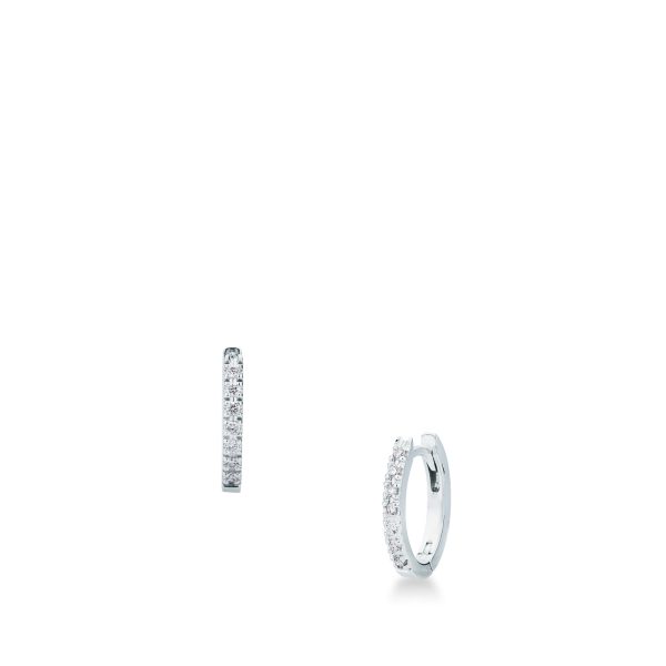 Orecchini Cerchio Mirco Visconti con diamanti naturali taglio brillante da 0,14 carati totali in oro bianco 18kt.