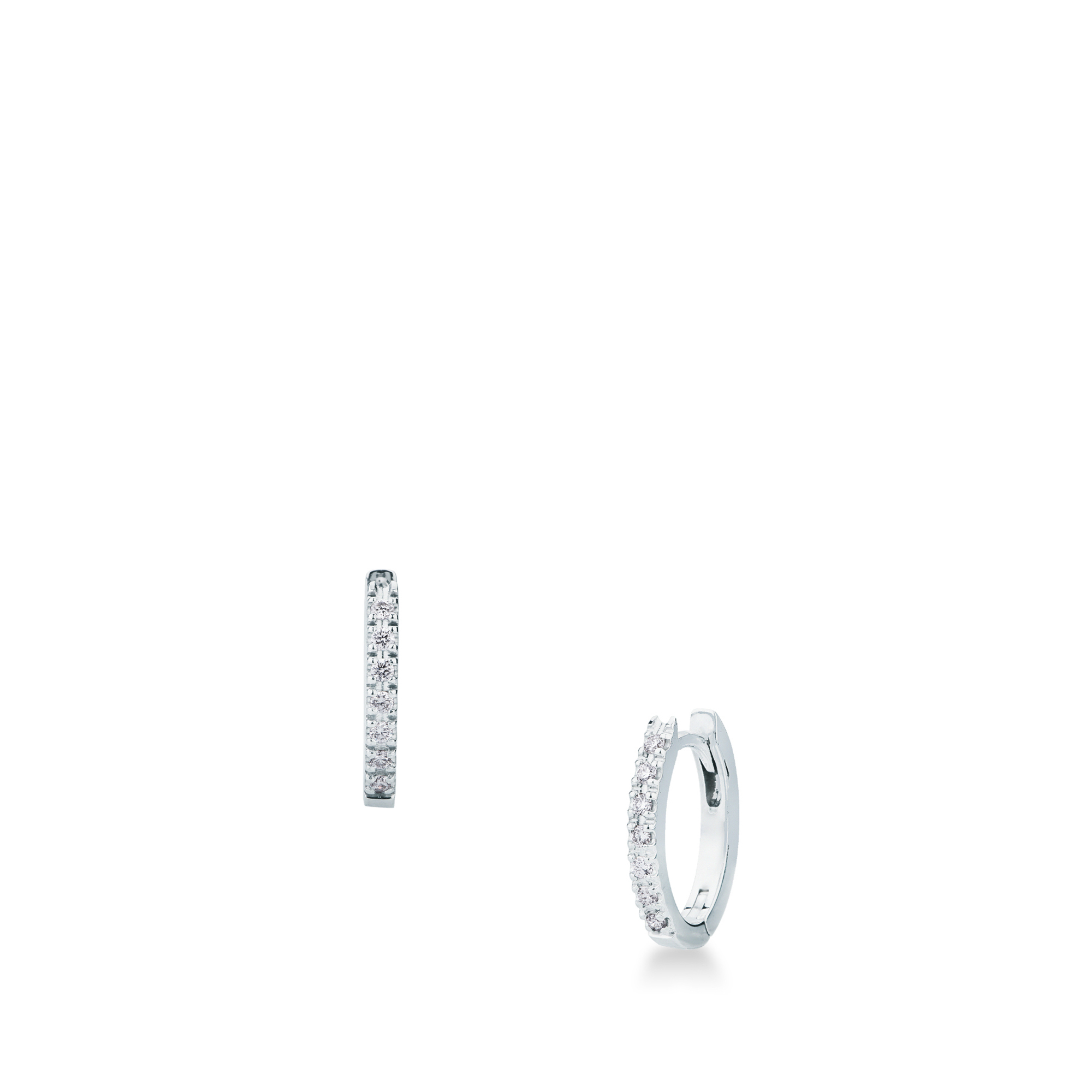 Orecchini Cerchio Mirco Visconti con diamanti naturali taglio brillante da 0,14 carati totali in oro bianco 18kt.