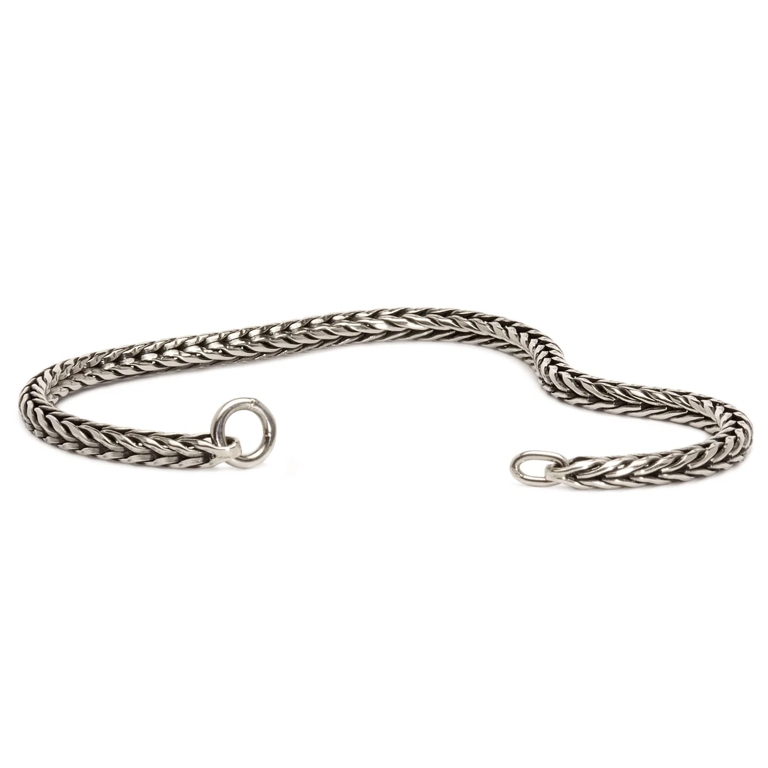 Bracciale argento Trollbeads lucido a maglia foxtail senza chiusura.