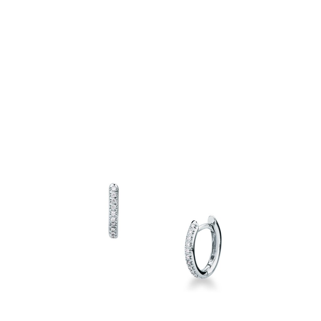 Orecchini a cerchio con diamanti naturali G VS Mirco Visconti per un totale di 0,09 carati in oro bianco 18kt.