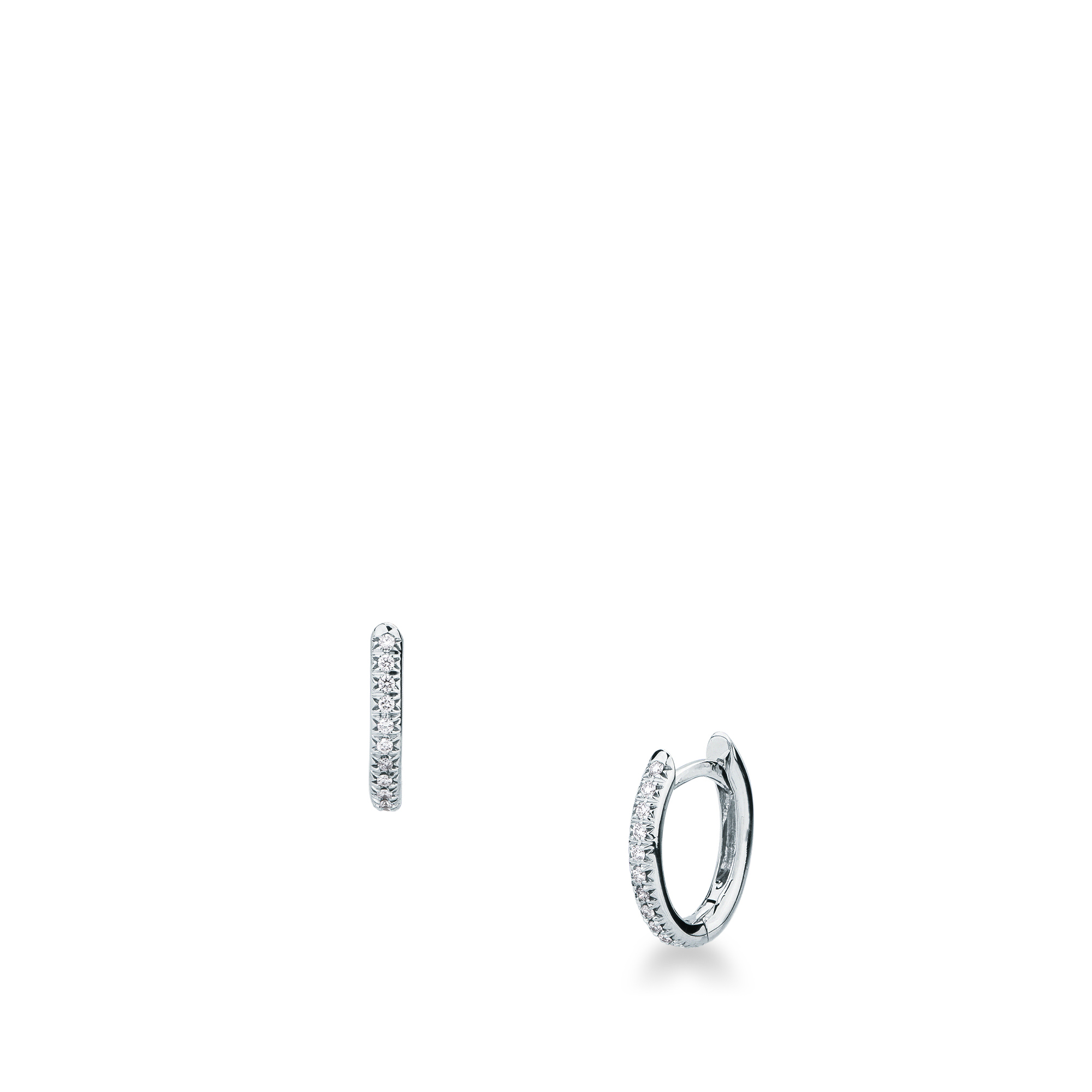 Orecchini cerchio Mirco Visconti con diamanti naturali G VS per un totale di 0,09 carati in oro bianco 18kt.