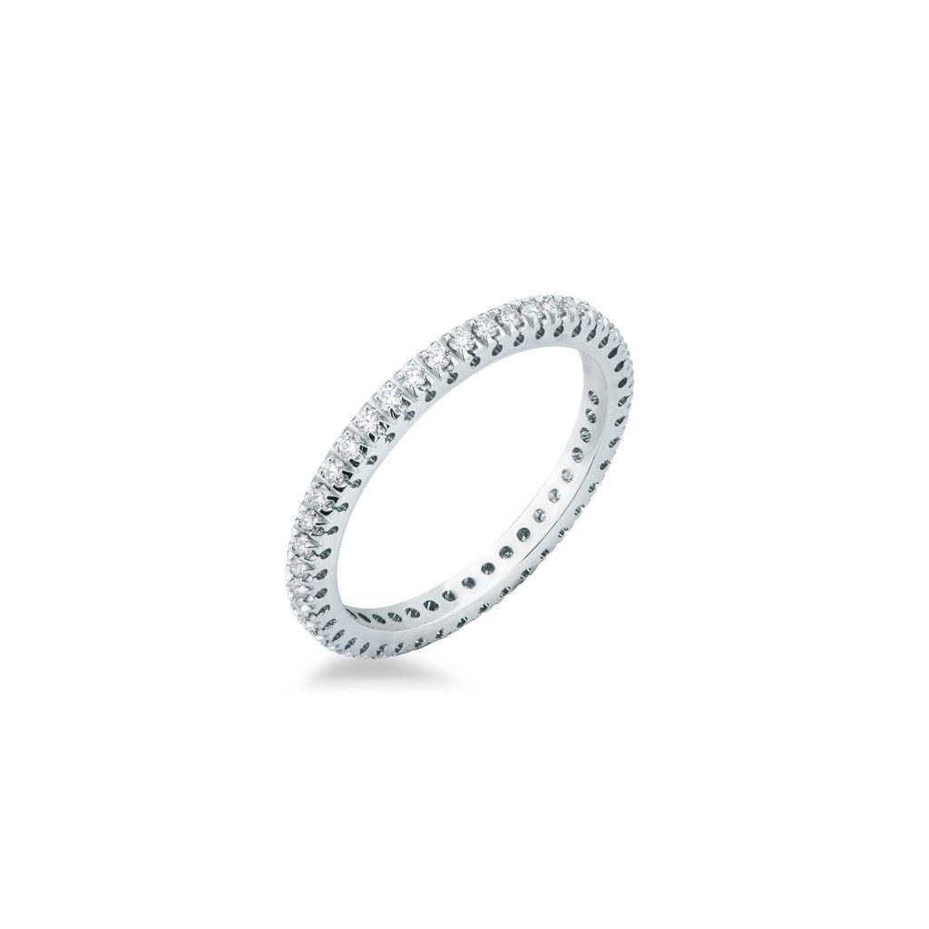 Fedina girodito con diamanti Mirco Visconti in oro bianco 18kt con diamanti naturali a tutto giro caratura 0,38 G-VS