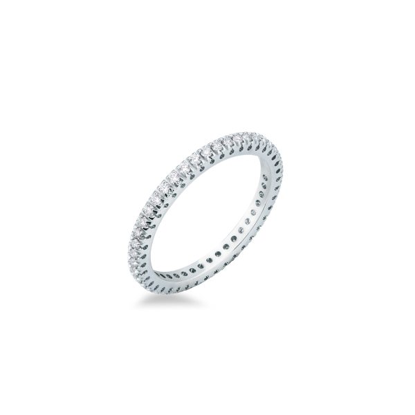 Fedina girodito Mirco Visconti in oro bianco 18kt con diamanti naturali a tutto giro caratura 0,38 G-VS