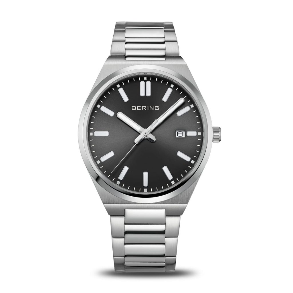 Bering 17639-702 orologio uomo acciaio lucido quadrante nero sunray