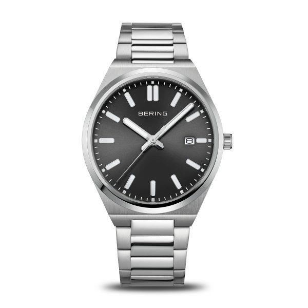 Bering 17639-702 orologio uomo acciaio lucido quadrante nero sunray